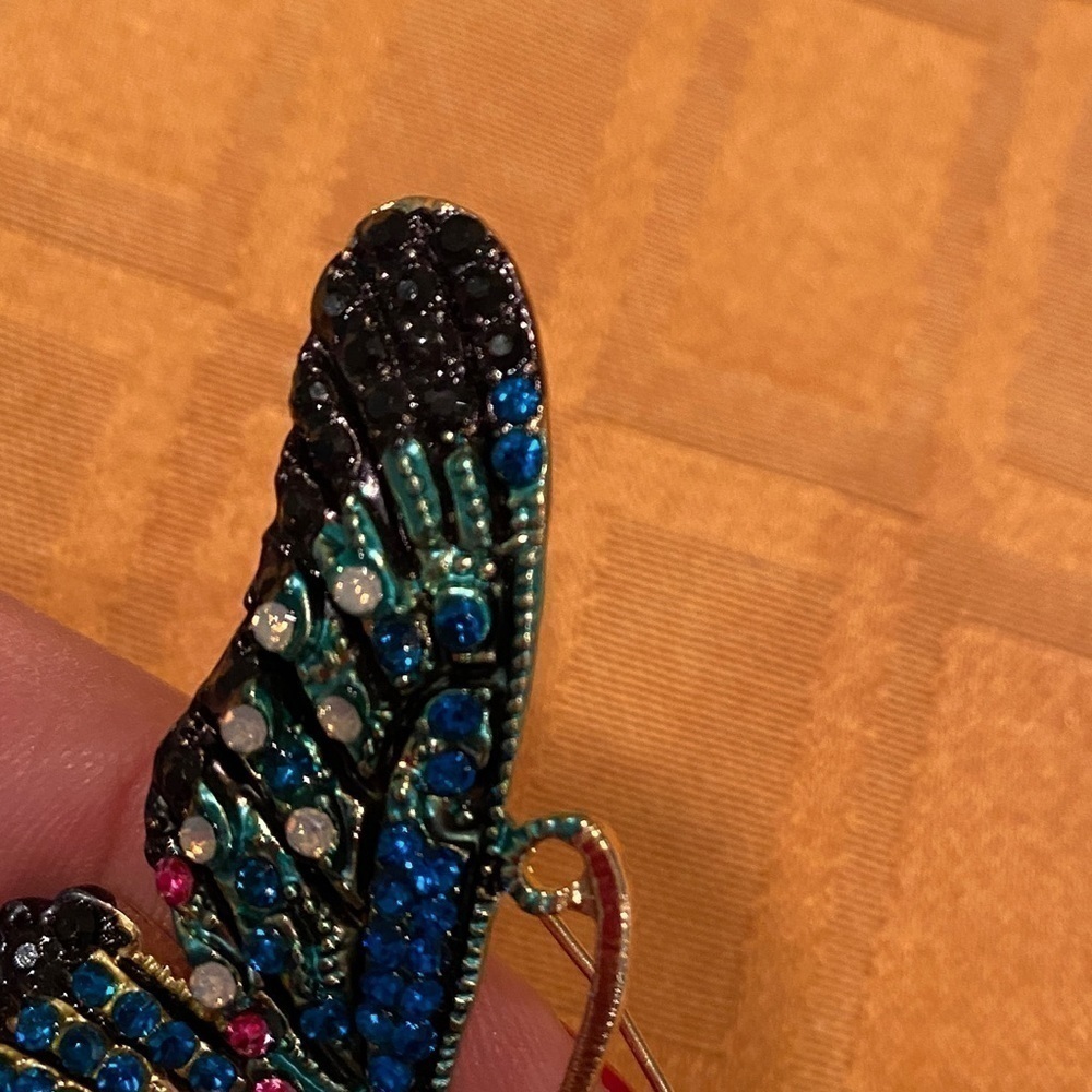 Vintage Butterfly Multi Color Stones Brooch Pin - Picture 5 of 5